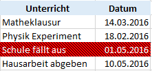 Hintergundfarbe in einer Tabelle Ändern