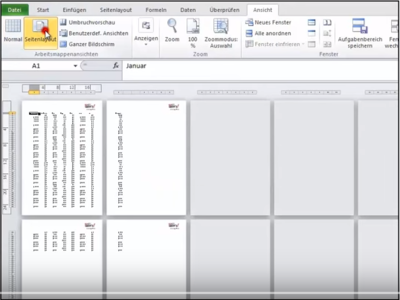 öffnen von Seitenlayout